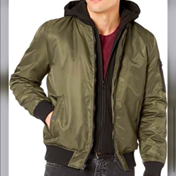Guess Jackets & Coats Guess Hooded Bomber Jacket Olive Green Army Xll Poshmark